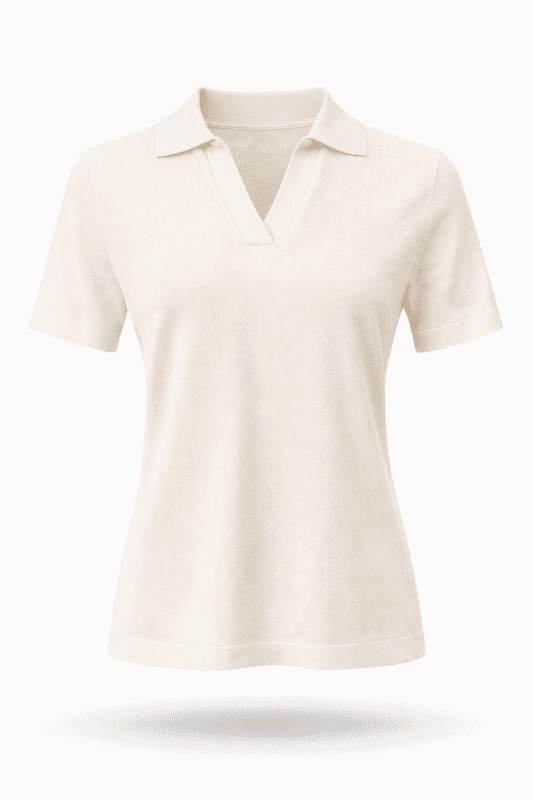 Amuse Top collar v-neck  Hedvig 903OffwhiteSS26-2