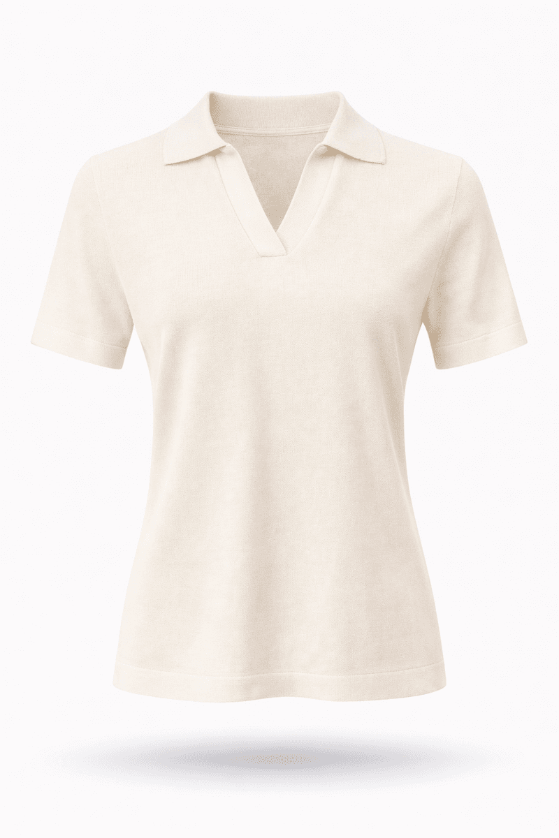 Amuse Top collar v-neck  Hedvig 903OffwhiteSS26-2