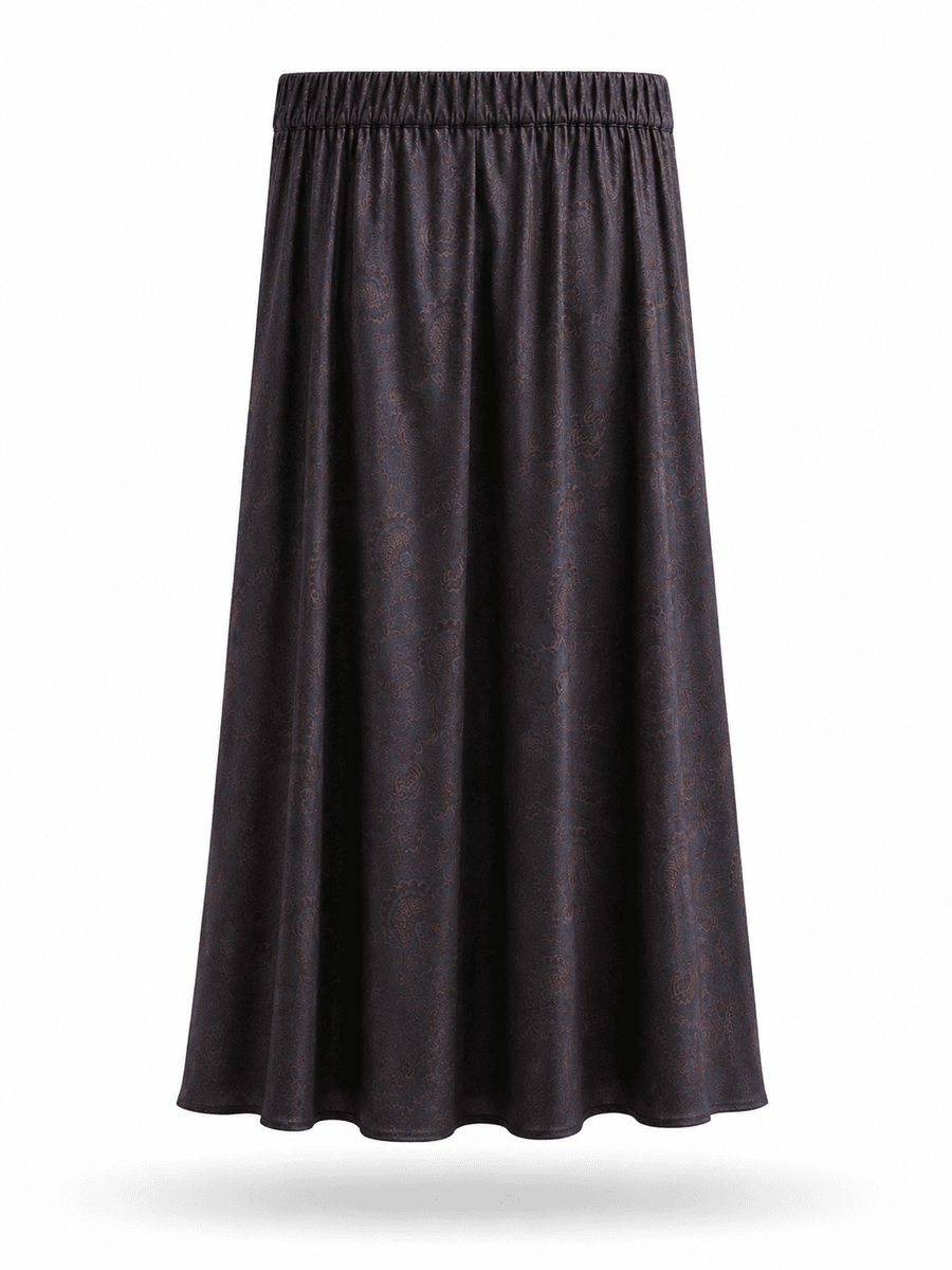 Amuse Silkeskjørt Margit 888BrownPrintAW26