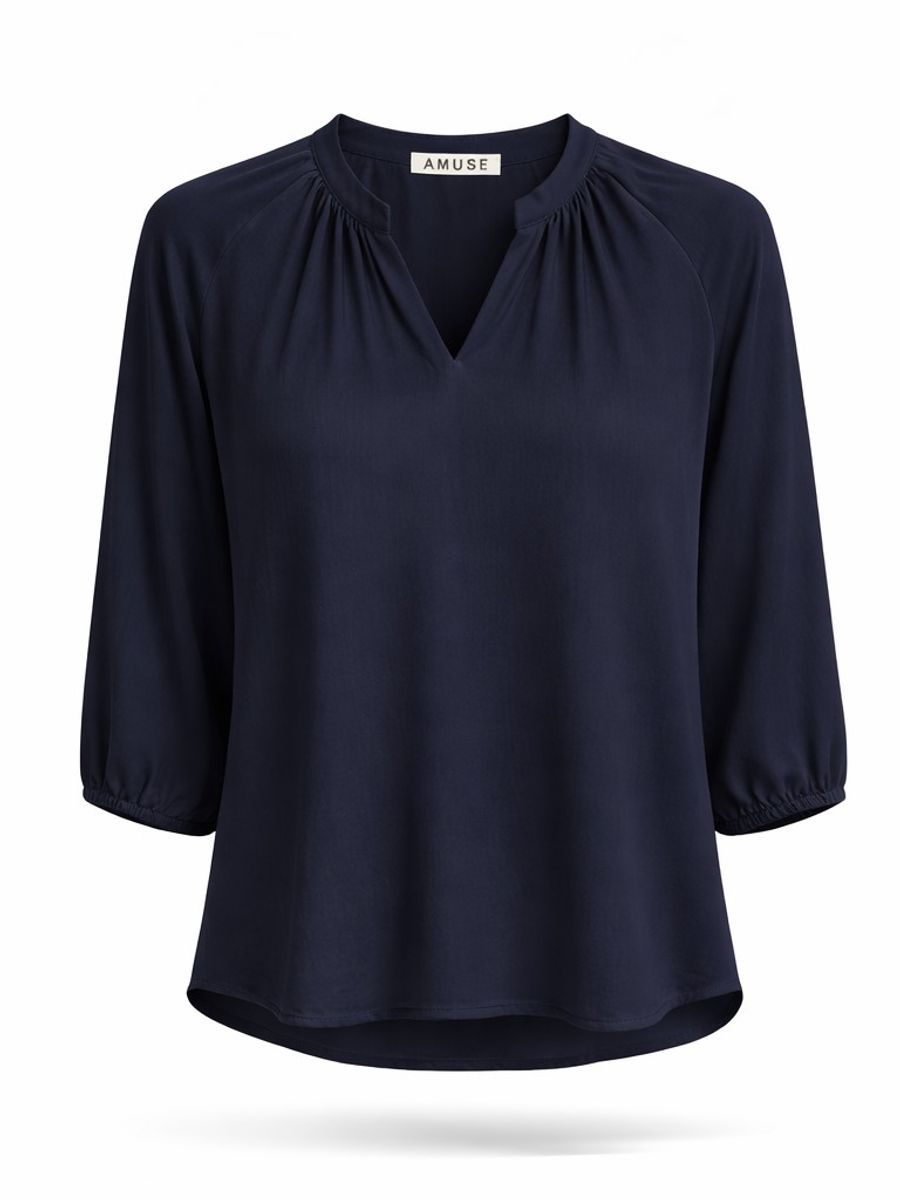 Amuse Silkebluse Klara 947NavySS26-2